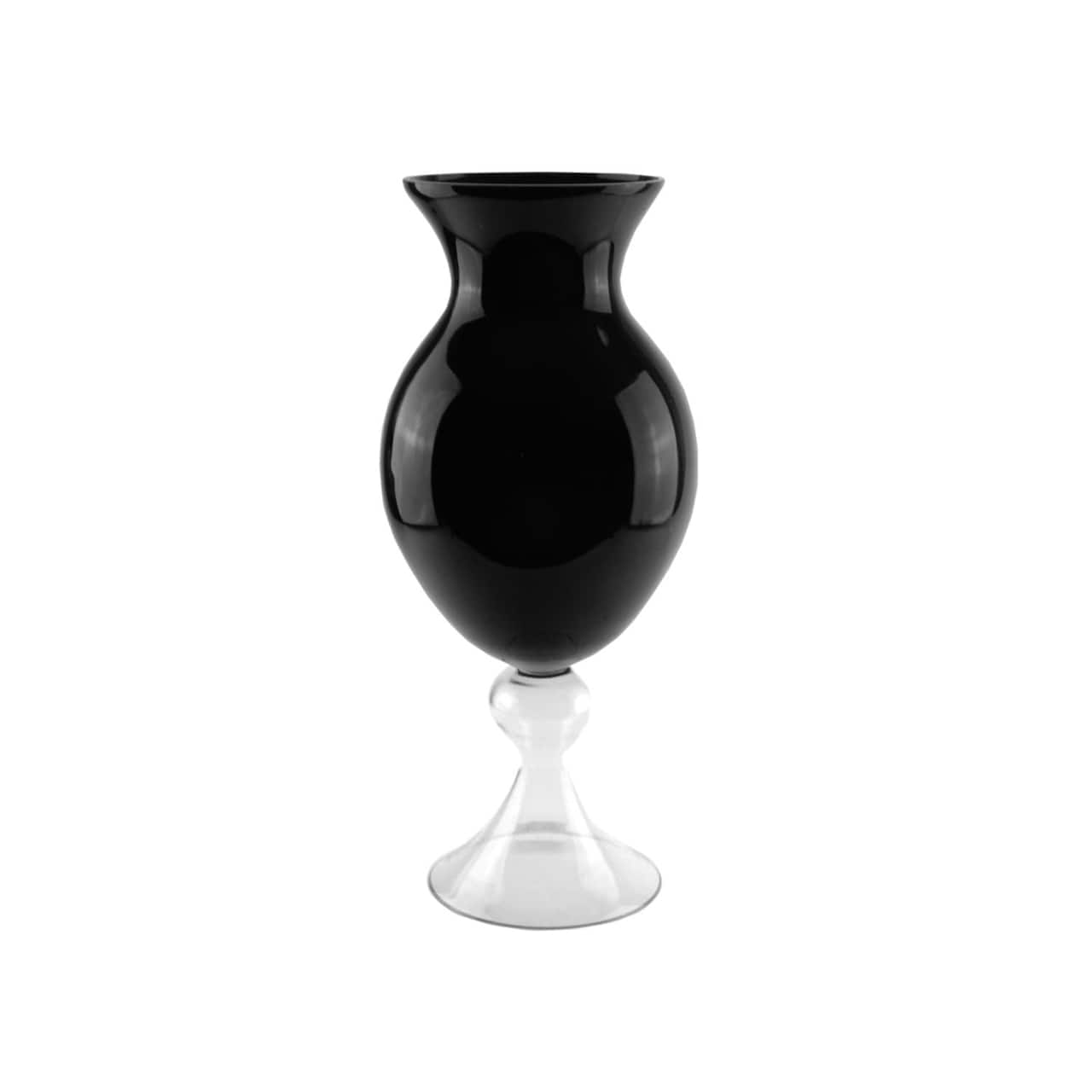 20&#x22; Transparent Glass Flower Vase, Jet Black